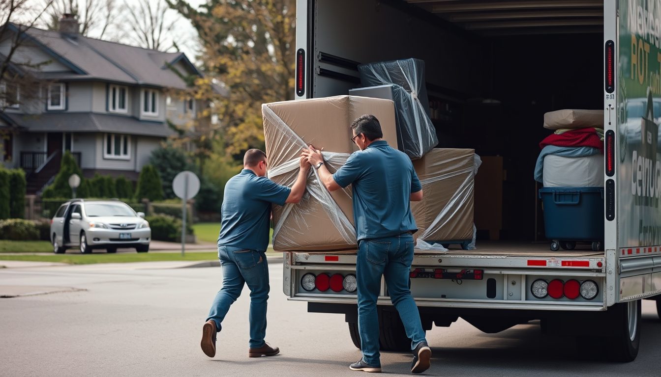 Mover Burnaby - moving truck and wrapped furniture in Burnaby